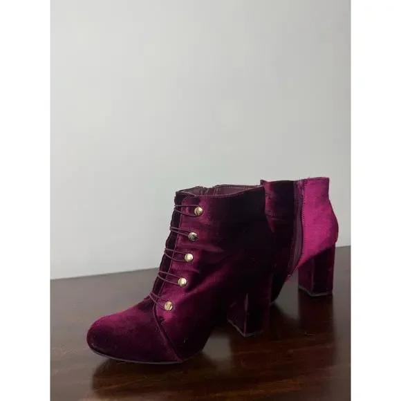 JustFab High Heel Boots, Magenta, Velvet Size US 8.5 - Picture 4 of 13